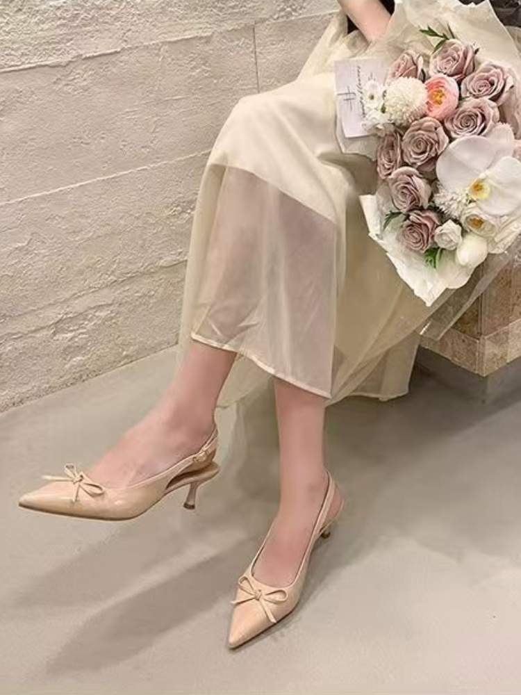 Women Formal Wear Heels - Women Patent Leather Bow Pointed Toe
