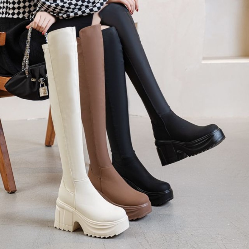 Womens Knee High Thick Sole Wi - Women Formal Wear Heels incelemesi ve fiyatı