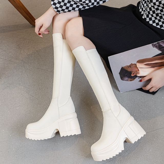 Womens Knee High Thick Sole Wi - Women Formal Wear Heels incelemesi ve fiyatı