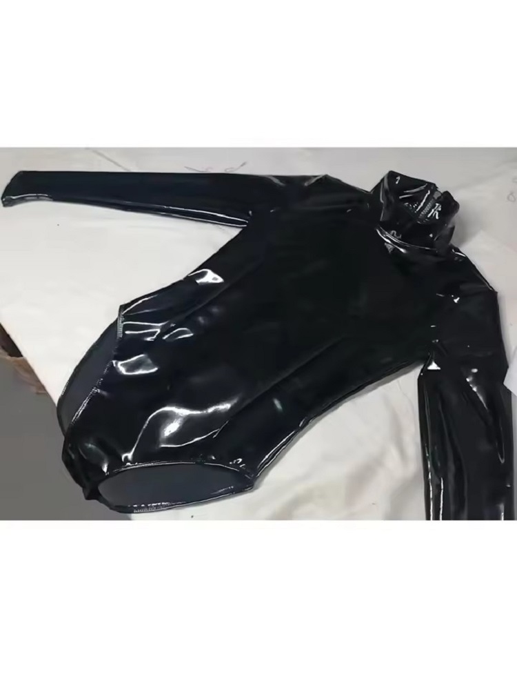 Womens Faux Latex PVC Mirror P - Turtleneck Bodysuit Office incelemesi ve fiyatı