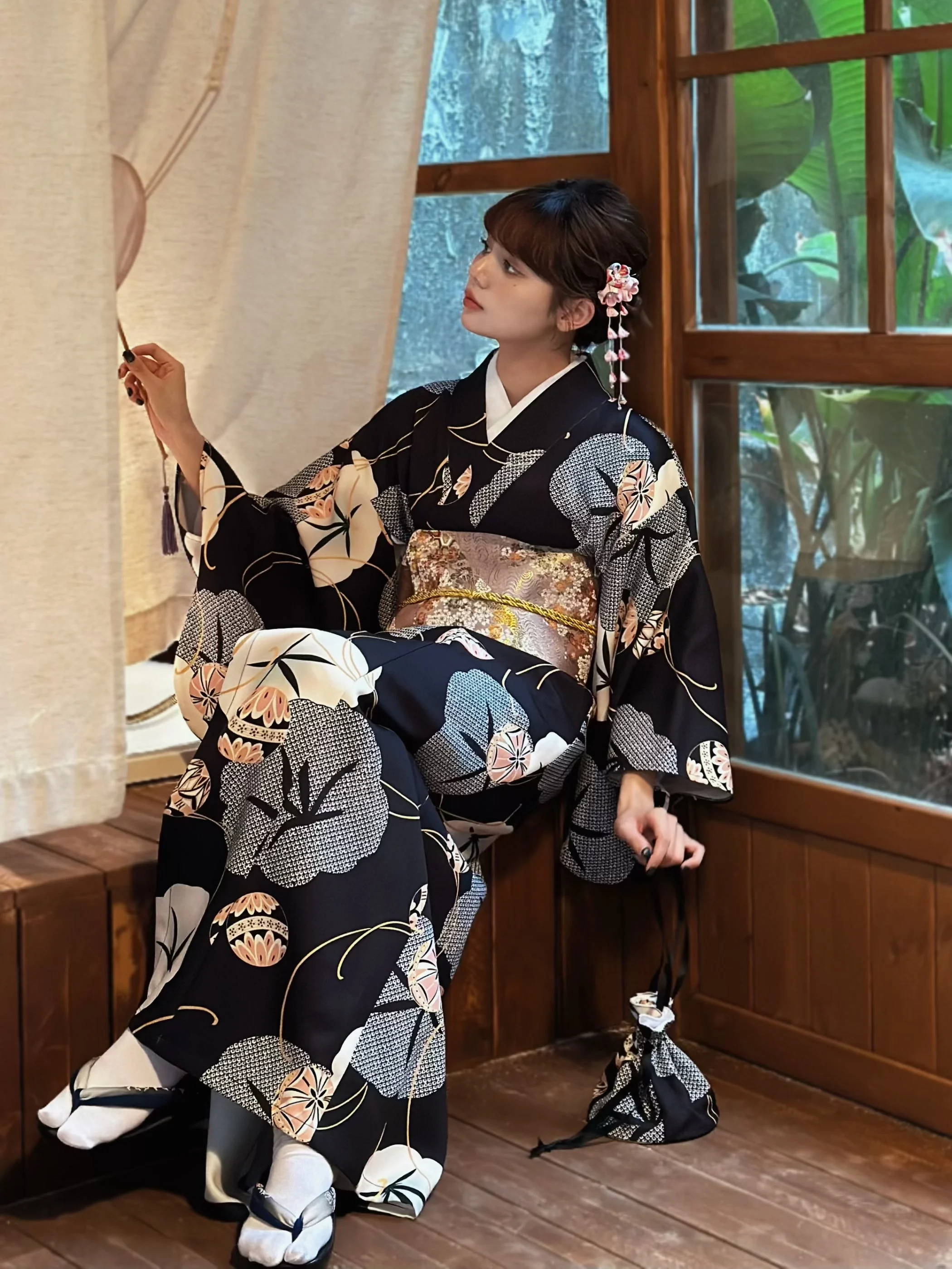 Women Japanese Kimono Black Co - Japanese Women Formal Wear incelemesi ve fiyatı