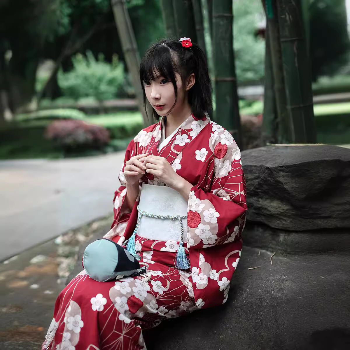 Red Japanese Yukata Kimono Fem - Japanese Women Formal Wear incelemesi ve fiyatı