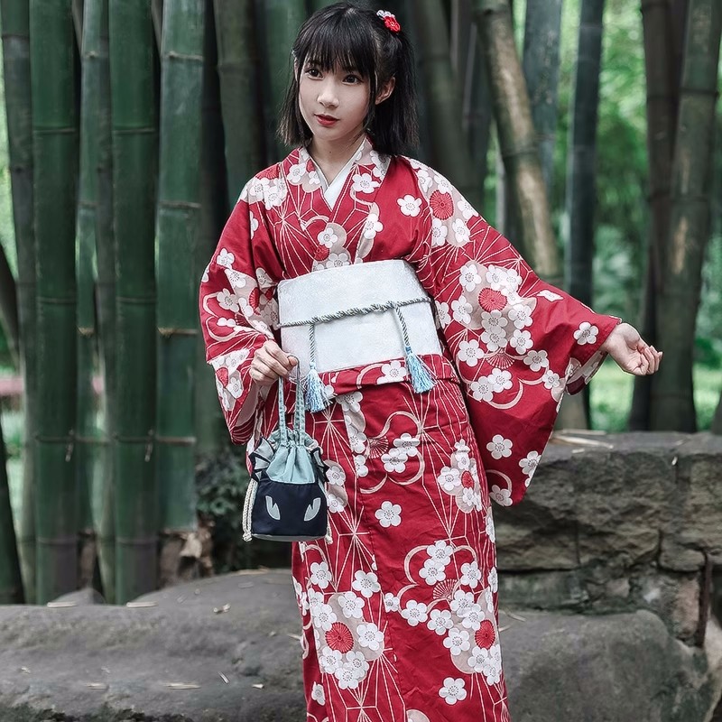 Red Japanese Yukata Kimono Fem - Japanese Women Formal Wear incelemesi ve fiyatı