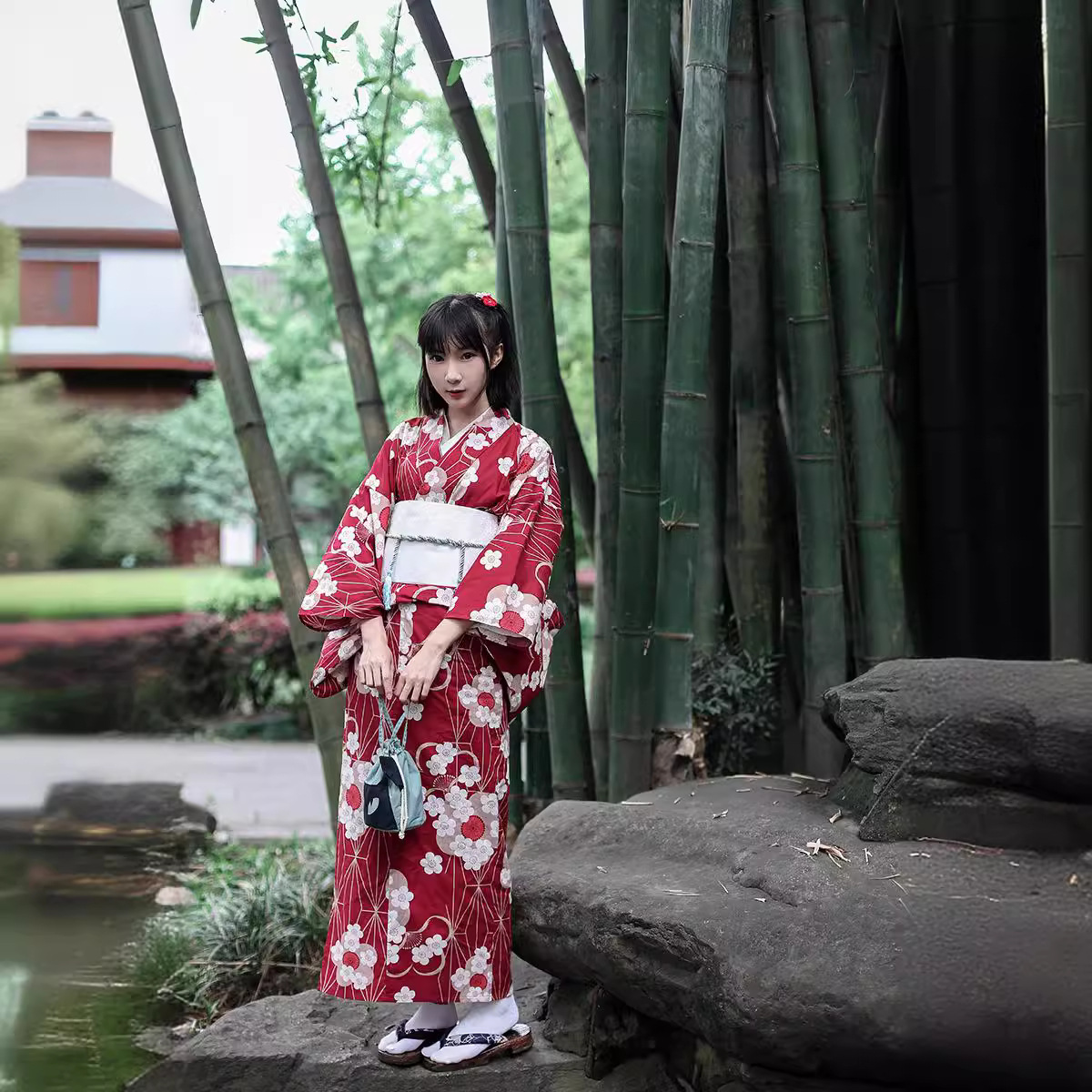 Red Japanese Yukata Kimono Fem - Japanese Women Formal Wear incelemesi ve fiyatı