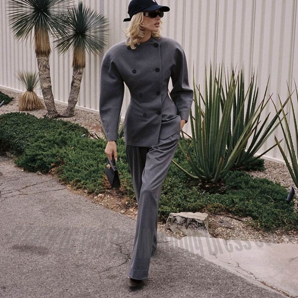 Classic Grey Women's Suit Set  - Women Formal Wear Shirt And Pant incelemesi ve fiyatı