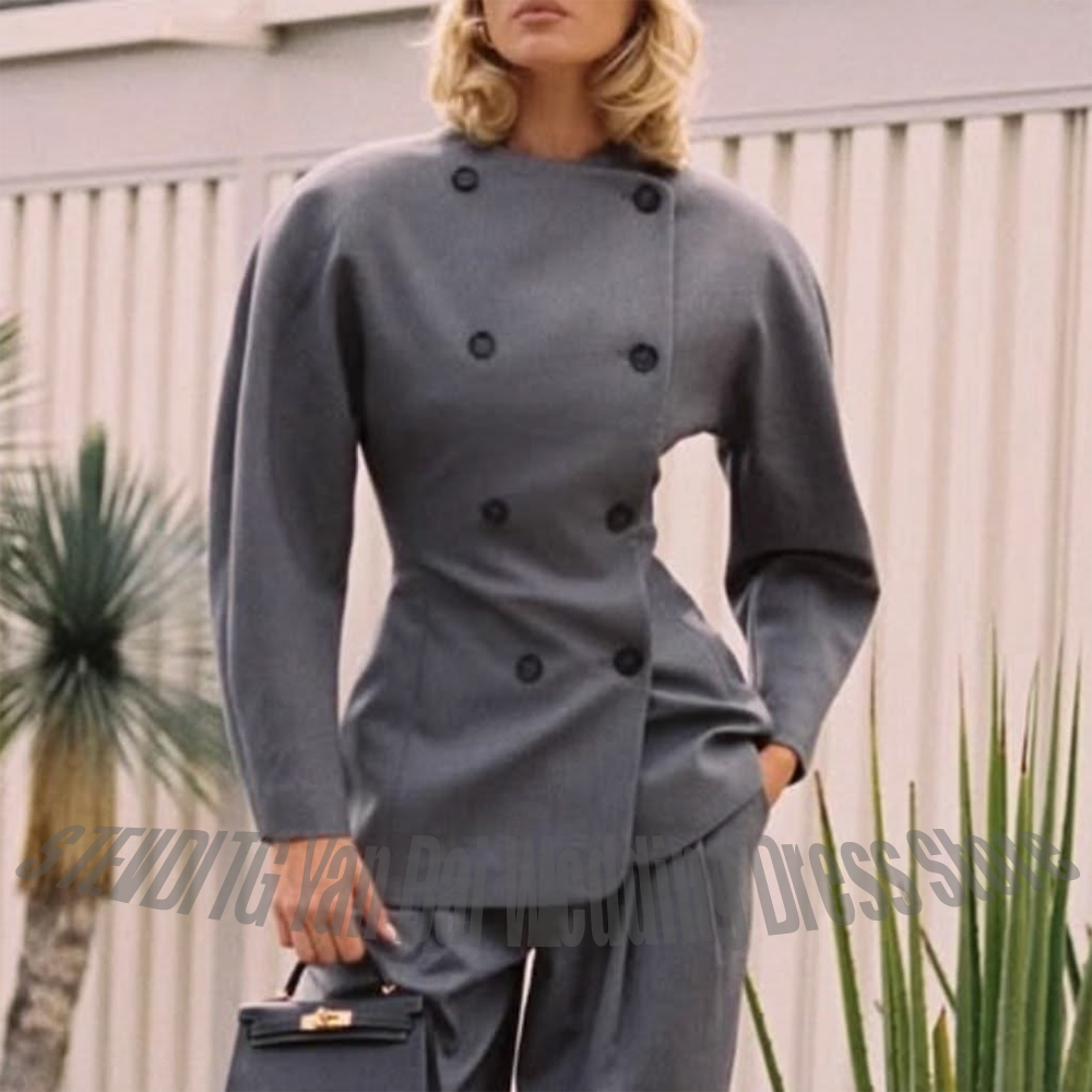 Classic Grey Women's Suit Set  - Women Formal Wear Shirt And Pant incelemesi ve fiyatı